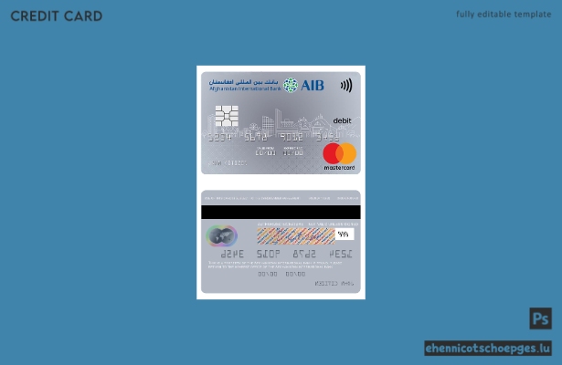 Beispielvorschau für eine Mastercard-Debitkarte der Afghanistan International Bank